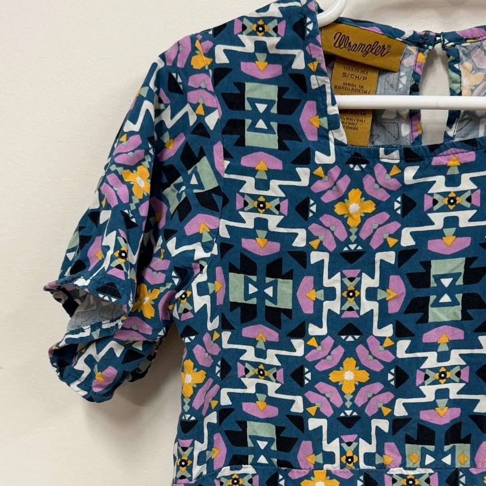 Wrangler Blue and Pink Geometric Dress S